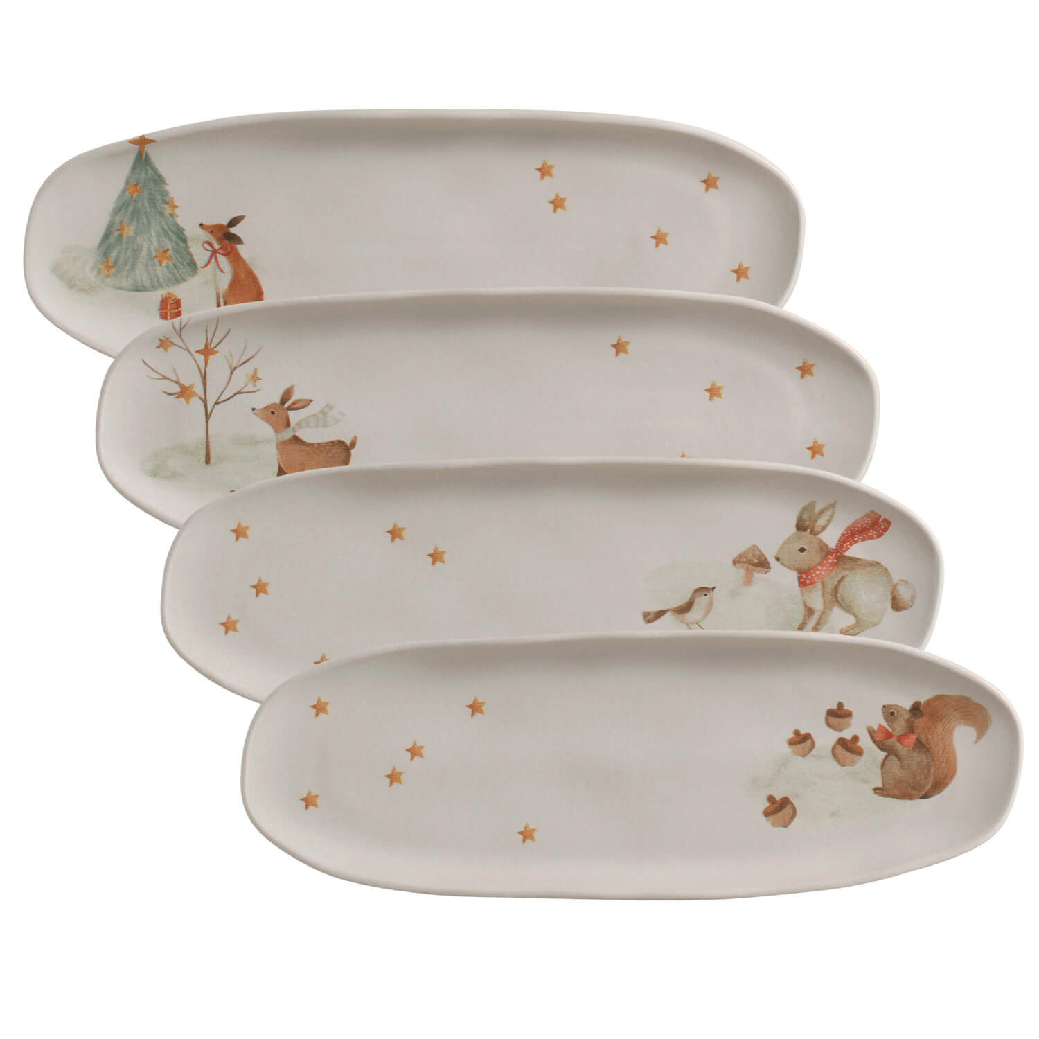 Organic  Oval Platter Set 36x13cm Christmas Card