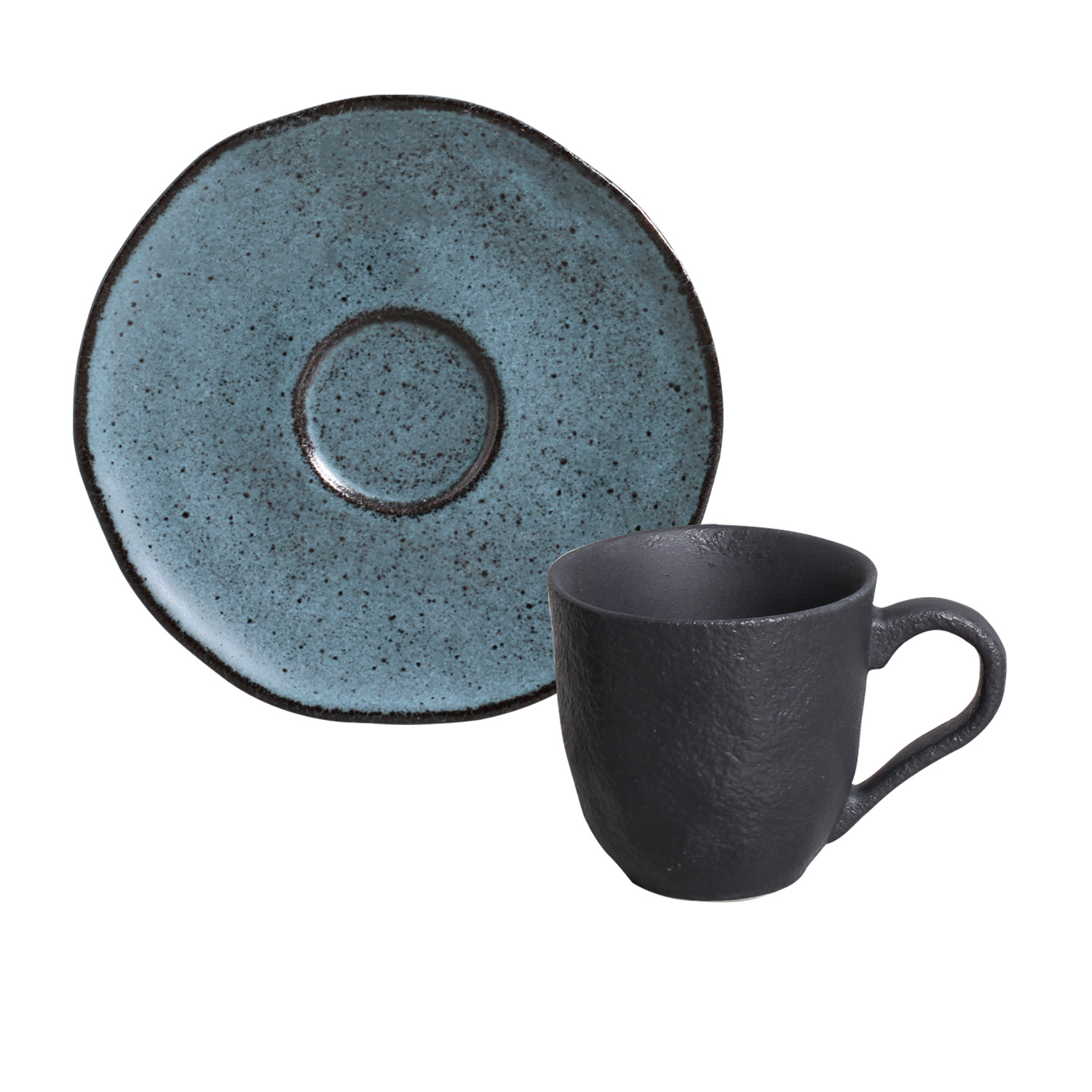 Organic Coffee Cup And Saucer 120ml Petroleum