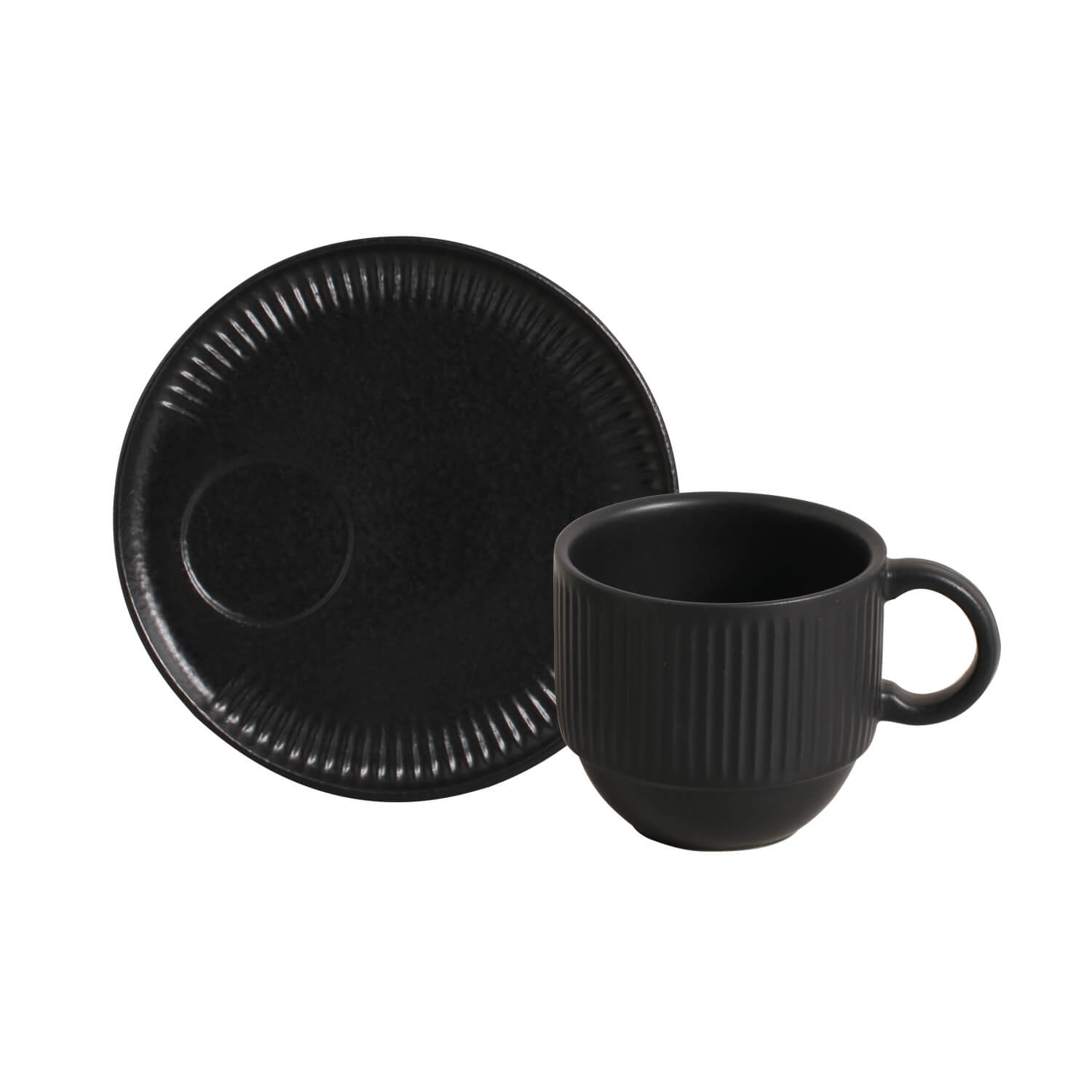 Linhas Stackable Tea Cup 230ml And Saucer Preto Matte