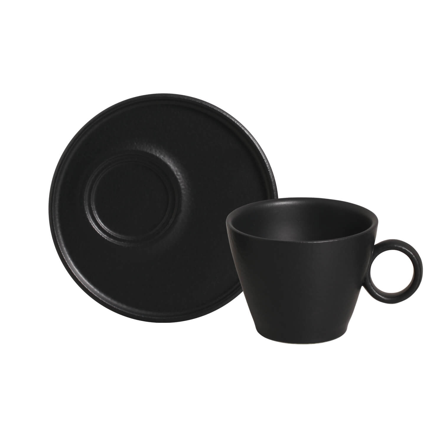 Neo Tea Cup And Saucer 210ml Preto Matte