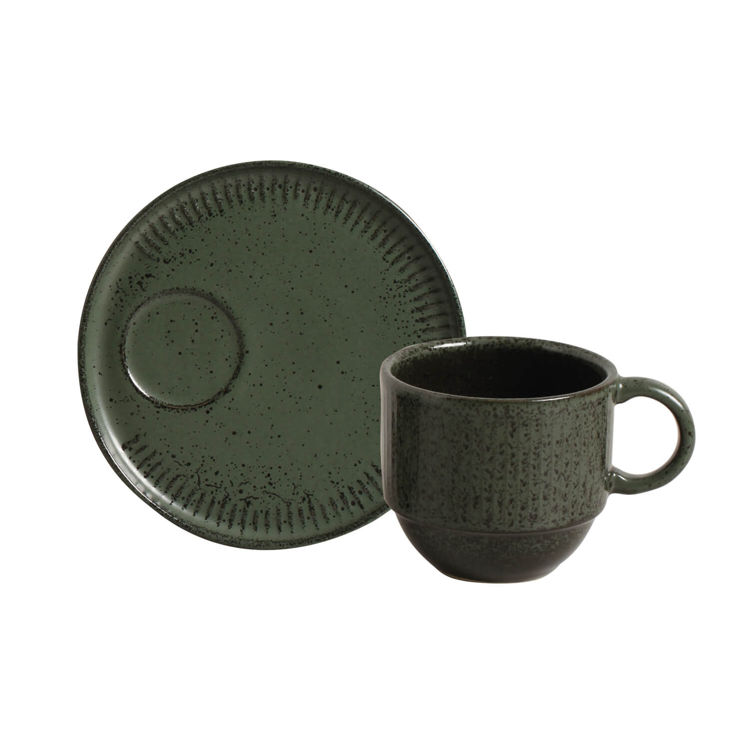 Linhas Tea Cup And Saucer 230ml Greenery