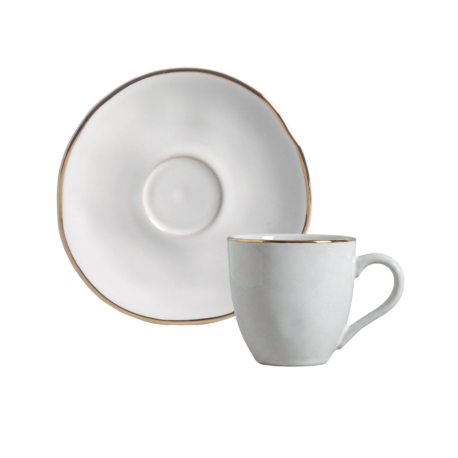 Organic Coffee Cup And Saucer 120ml New White Gold
