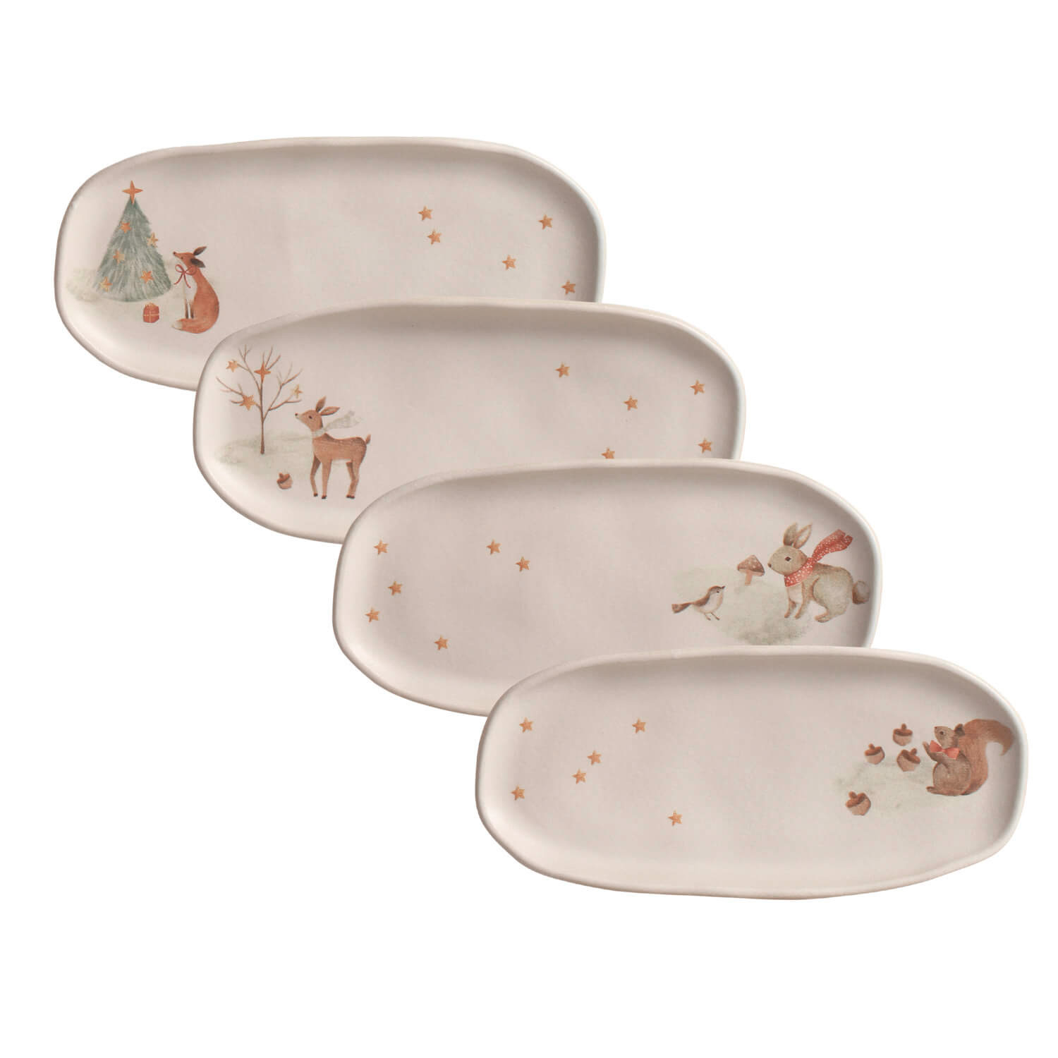 Organic  Oval Platter Set 23x11cm Christmas Card