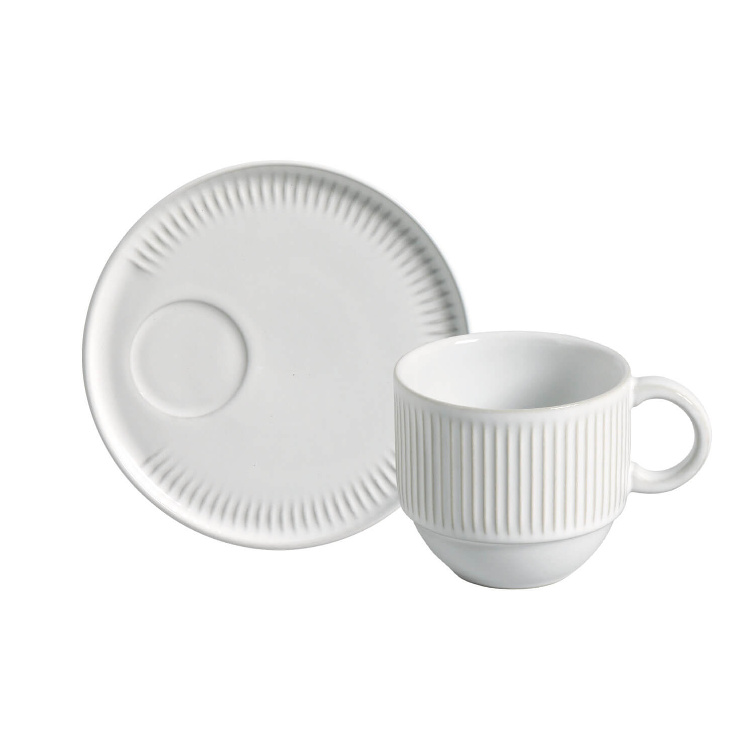 Linhas Stackable Tea Cup 230ml And Saucer New White